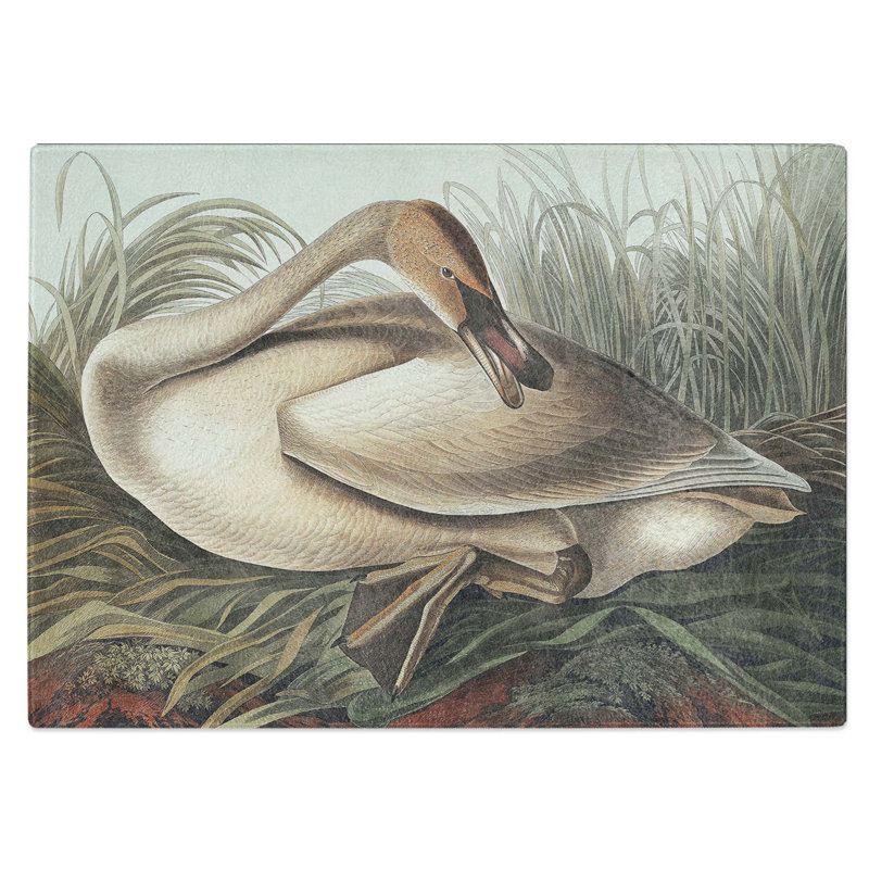 Tempered Glass a Trumpeter Swan Chopping Board, 28.5 cm W x 20 cm L
