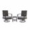 3-Piece Gray Swivel Rocker Patio Bistro Set With Side Table & Cushions