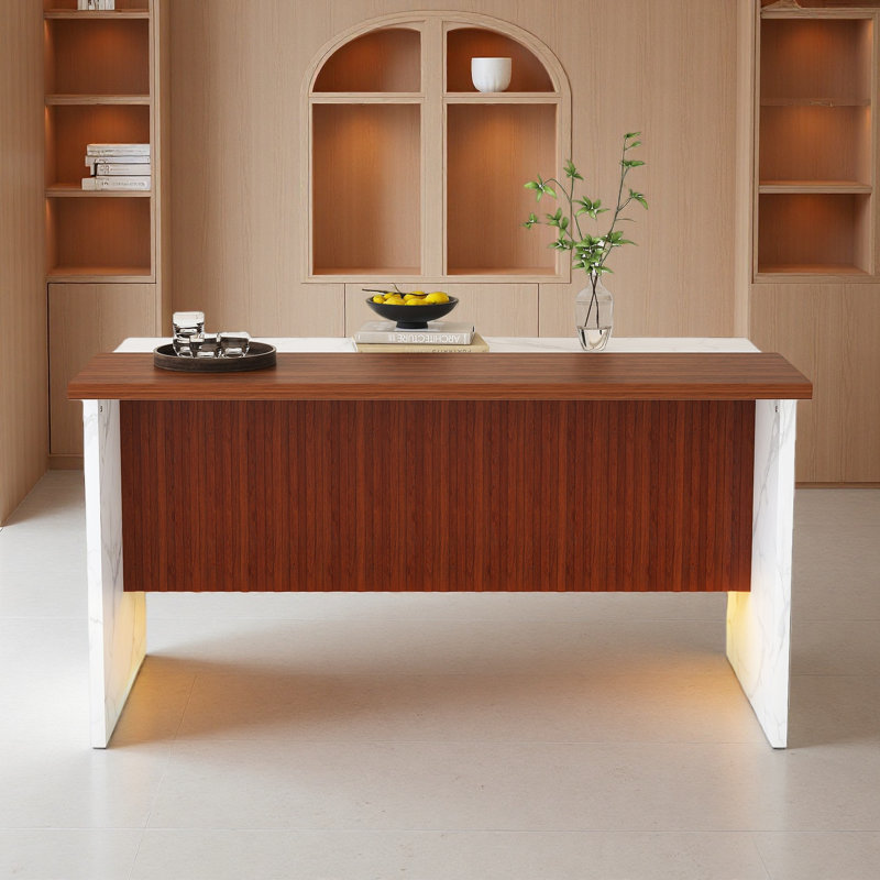 Îlot de cuisine 63 po avec surface, lumières DEL et grille de 63 po pour salle à manger, Blanc