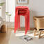 Ensemble de 6 tabourets d'appoint empilables en métal rouge-1354430887