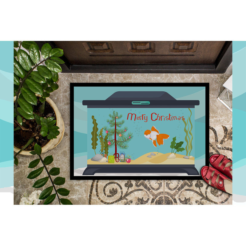 Tapis d'entrée antidérapant Insta, Poisson rouge Red Cap Oranda, 18" W x 27" L