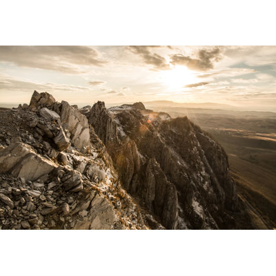 Rocky Mountain And Sunset - Wrapped Canvas Print