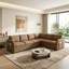 Canapé-lit modulaire réversible moderne en L à 6 places avec couchette coulissante, port USB avec poches de rangement-129990777