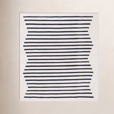 Mando Ivory Black Hand-Woven Striped Cotton Rug