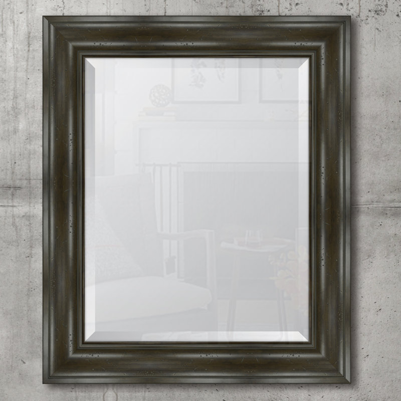 Miroir mural à cadre en résine English, H 36,5 po x l 30,5 po, Gris
