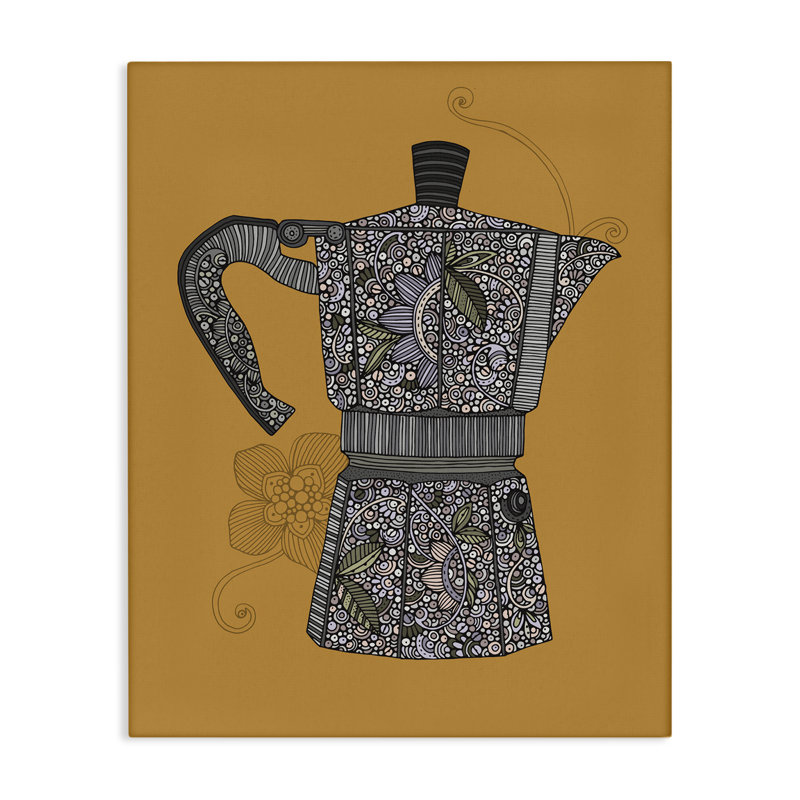 Art mural sur toile Moka Pot Coffee Machine par Valentina Harper, H 40 po x l 30 po