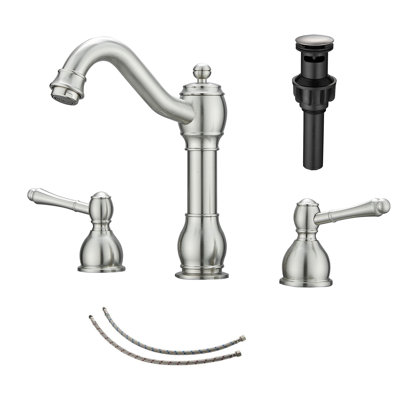 2-handle Bathroom Faucet with Drain Assembly