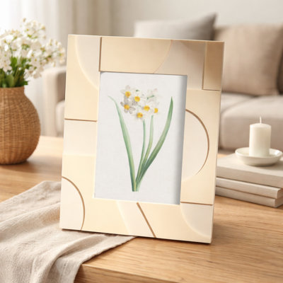 Picture Frame | Elegant Ivory Resin 3D Cut Decorative Frame | 5x7"