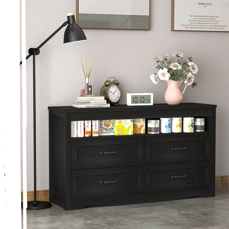 Commode 4 tiroirs Tatyona, Noir