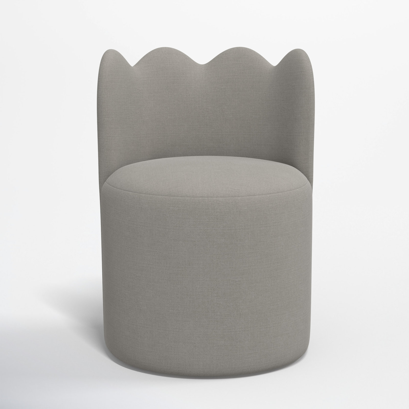 Dahlia Wavy Back Dining Chair, Linen Gray Linen