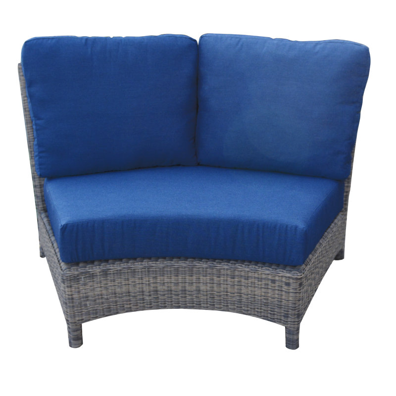 Bella Wicker Outdoor Sectional Wedge Chair, Cast Charcoal, Gray