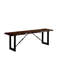 Banc de style industriel 1Pc avec conception à deux tons, base en métal en U, finition noyer, bois massif et placage pour les sièges de salle à manger