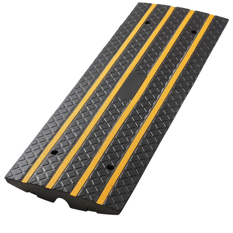 Rampe de bordure de voiture en caoutchouc, capacité de charge de 33069 lb, rampe de pont de bordure de 2,6 pouces avec bandes réfléchissantes jaunes, convient pour quai de chargement, entrepôt, garage, trottoir