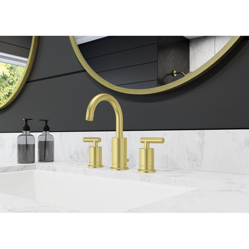 Contempra Widespread Bathroom Faucet with Drain Assembly, Brushed Gold