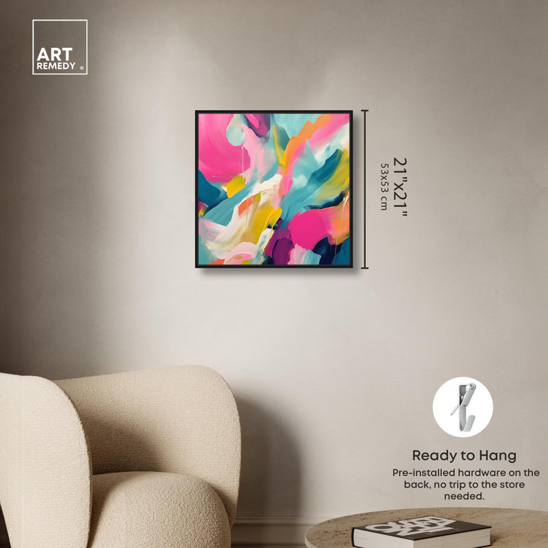 Prismatic Flow, reproduction d'art moderne sur toile par Art Remedy, Cadre flottant noir, H 21 po x l 21 po x P 1,8 po