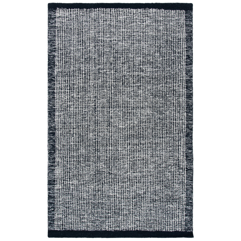 Metro Hand Tufted Wool/Cotton Rug in Ivory/Black, Rectangle 5' x 8'