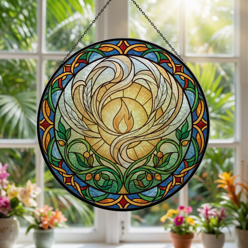Panneau de vitrail Celtic Flame, H 7,8 po