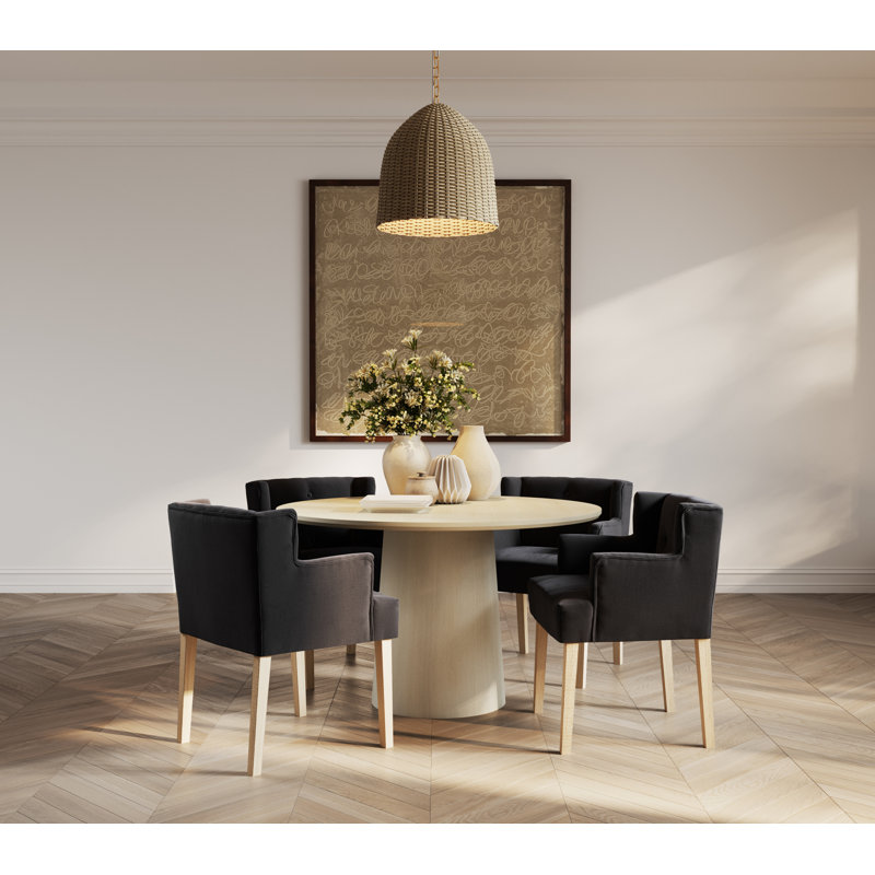 SHAY WINGED DINING CHAIR WITH ARMS, Anthracite