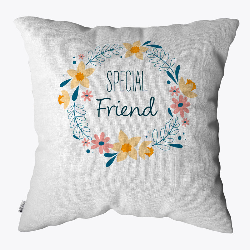 Floral White Square Cushion Cover