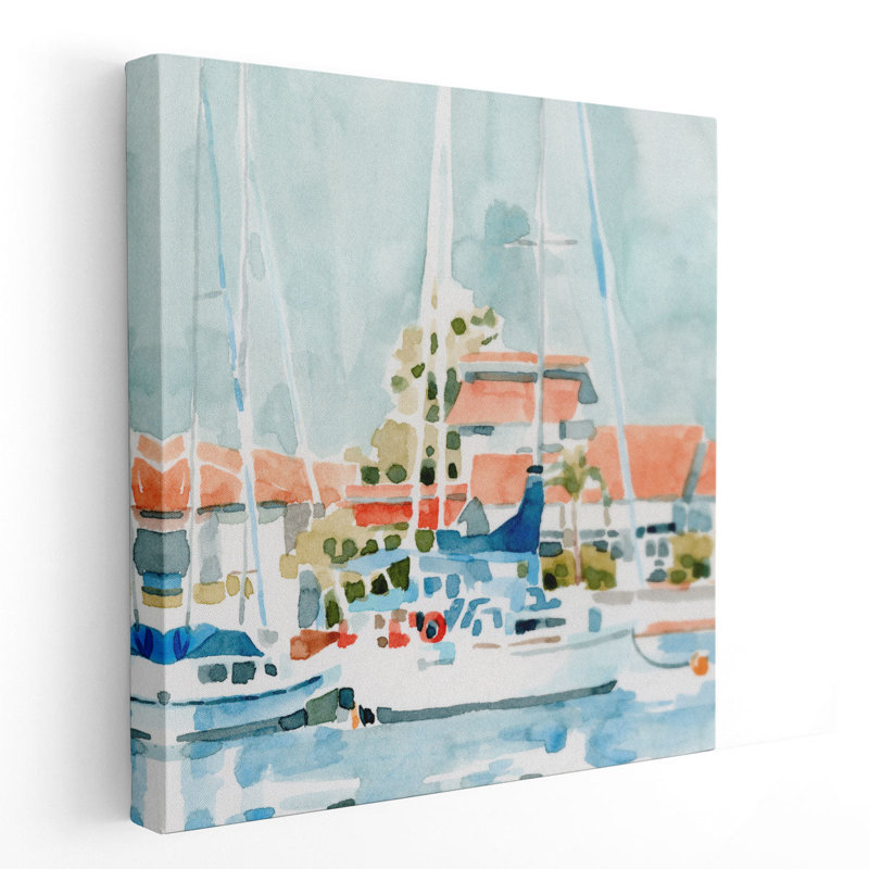 «Beach Town Summer I», reproduction d'art sur toile, H 12 po x l 12 po