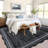 5 x 7 ft Polyester Black Rectangular Machine Washable Geometric Bordered Living Room Bedroom Dining Room Machine Washable Area Rug-850232965-850232973