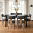 Upholstered Solid Wood Dining Chair Side Chair with Curved Backrest Set of 6