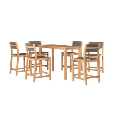 Pearl Counter Height Teak Outdoor Set In Black