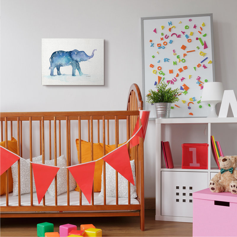 Éléphant mars avec constellation de ciel nocturne abstrait, H 16 po x l 20 po x P 1,5 po, Toile tendue