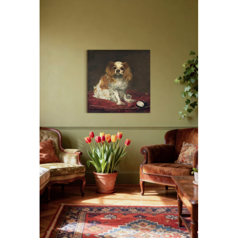 "A King Charles Spaniel", reproduction sur toile tendue, H 12 po x l 12 po