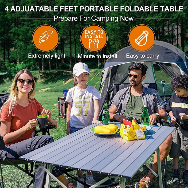 Asqeri 89.9cm Rectangular Portable Folding Table, Silver