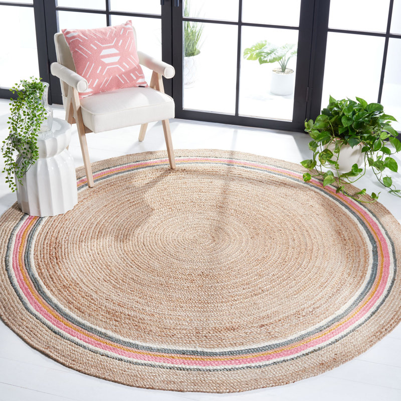 Winon Natural Fiber Hand Woven Jute Rug, Round 5'
