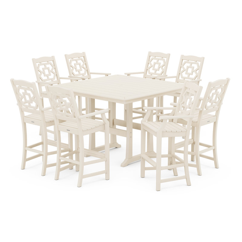 Ensemble repas pour 8 personnes avec table carrée Chinoiserie, Sable