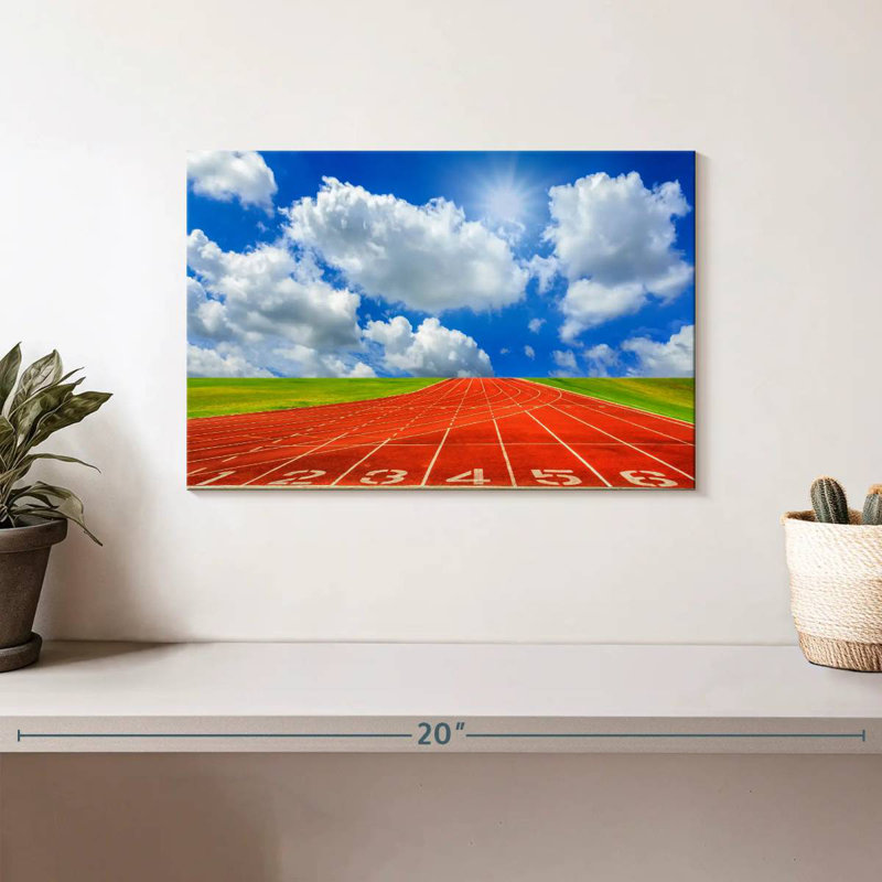 Cloudscape Over Running Track, 8" H x 12" W