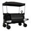 Chariot allongé pliable pliable avec auvent, capacité de poids de 480 lb, chariot de jardin pliant robuste avec grandes roues tout-terrain et porte-boissons, poche latérale et freins, moustiquaire