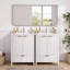 Ensemble de meuble-lavabo moderne de 48 pouces avec trou de robinet simple, panneaux de porte texturés et grand espace de rangement, charnières à fermeture douce et pieds en pin
