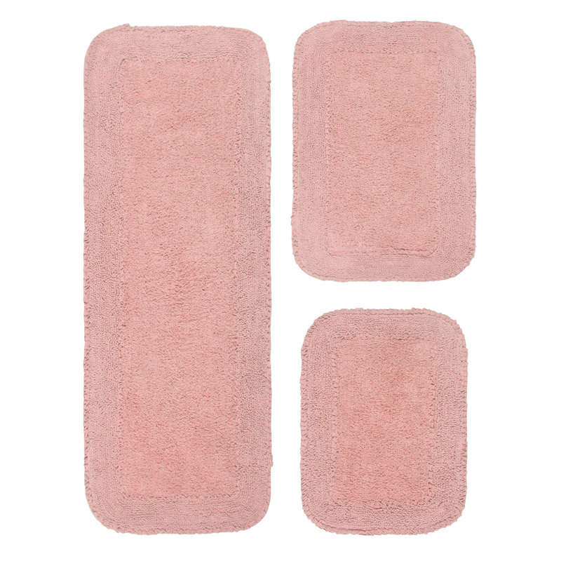 Ensemble de tapis pour salle de bain 3 pièces Aceyon, Rose