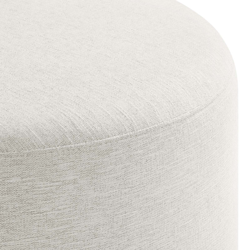 Modway Callum Large 23" Round Woven Heathered Fabric Upholstered Ottoman, Heathered Weave Ivory Fabric