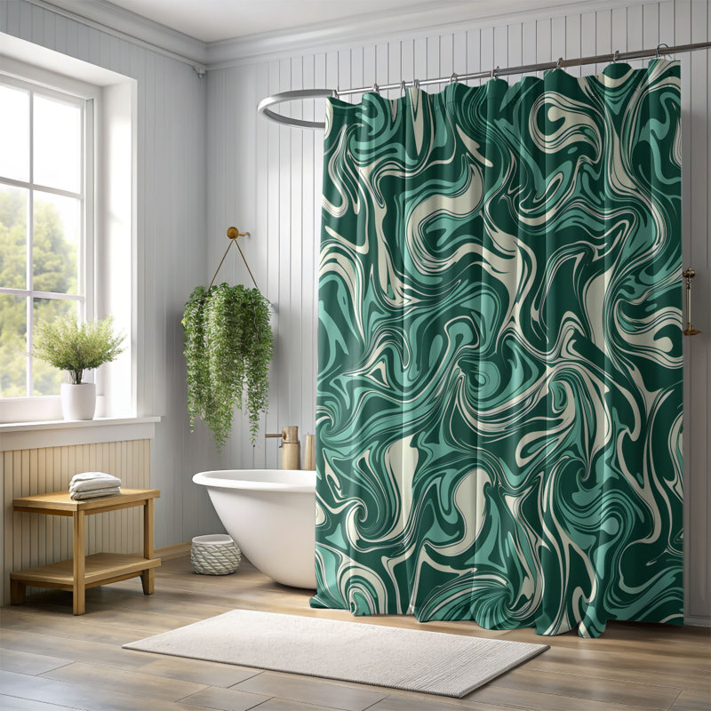 Susette Abstract Shower Curtain, 74"H x 71"W
