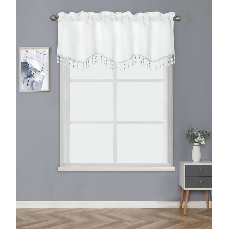 Cavalieri Solid Colour Scalloped 52'' W Window Valance, White