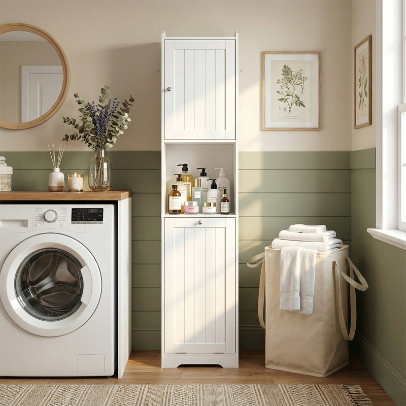 Support de salle de bain 70 po 1 porte avec sac de rangement non tissé