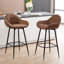 Upholstered Counter Stool with Metal Frame-2018557196