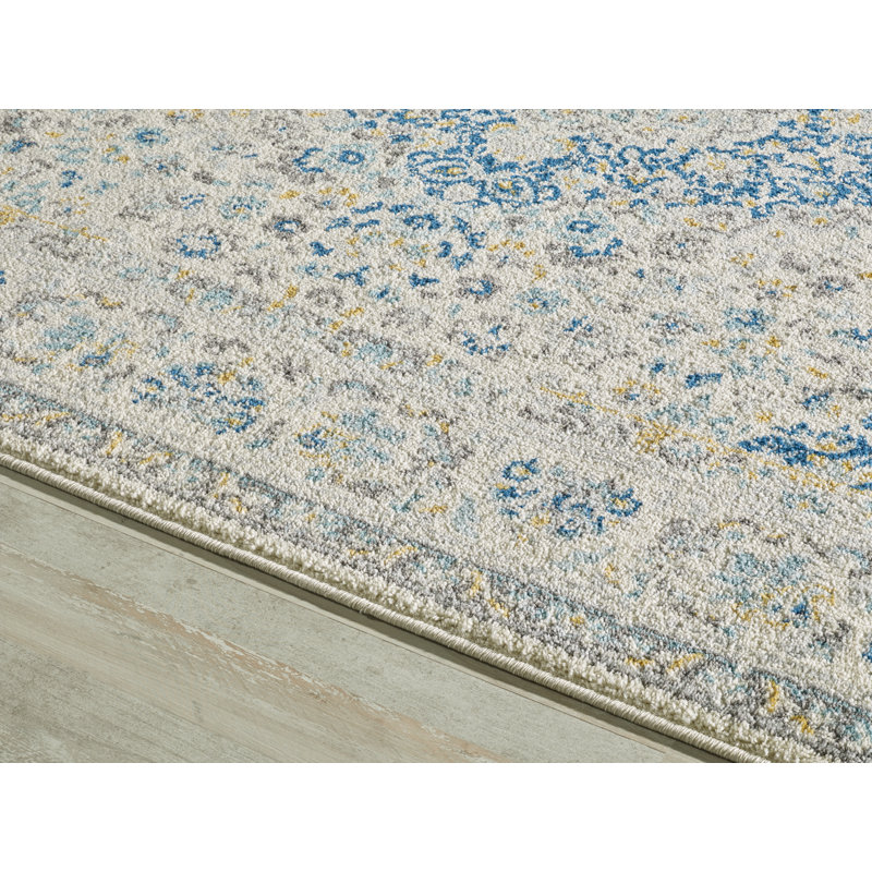 Tapis crème/ivoire/bleu Cunha, Rectangle 4 pi x 6 pi