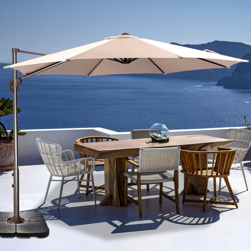 Parasol en porte-à-faux 120 po, Polyester blanc