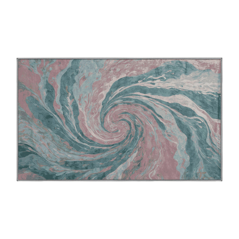 Machine Washable Pink Area Rug, Rectangle 2' x 3'