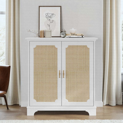 31.5" Rattan Decorated Sideboard Buffet Cabinet – Kitchen Storage & Decorative Console Table by Dakota Fields