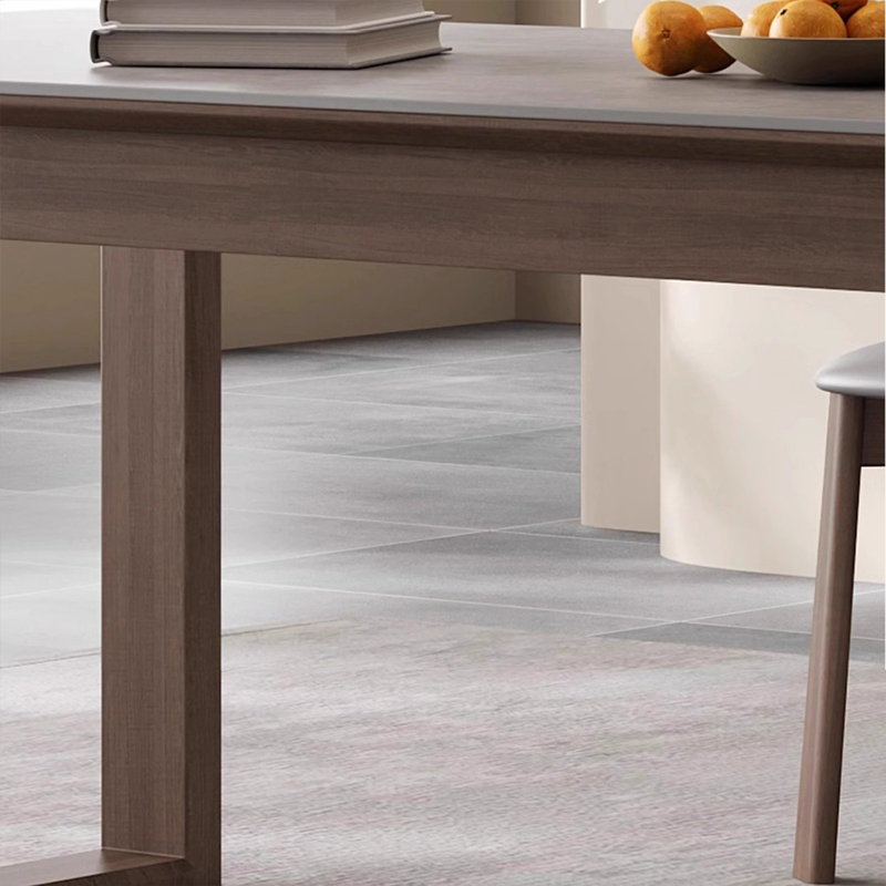 Table de salle à manger en bois massif gris et brun noisette, H 29,53 po x L 70,87 po x l 35,43 po