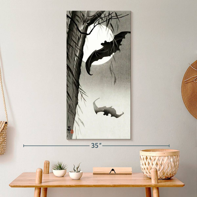 Chauves-souris et pleine lune, H 30 po x l 15 po