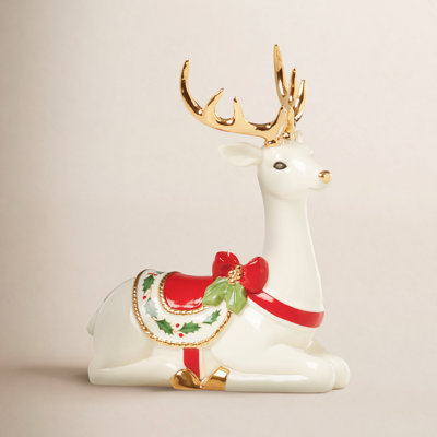 Porcelain Laying Reindeer Figurine