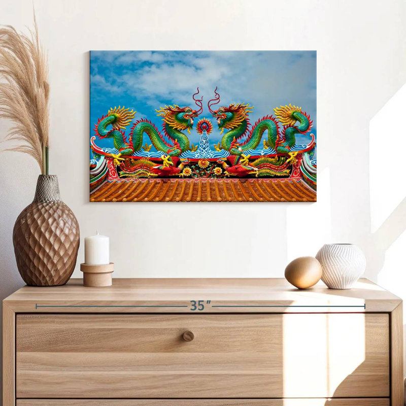 Twin Oriental Dragons, 16" H x 24" W