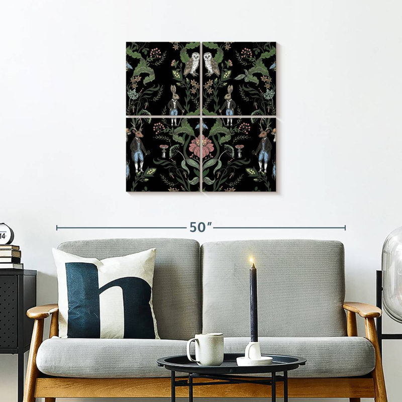Créatures de nuit rétro florales, H 26 po x l 26 po